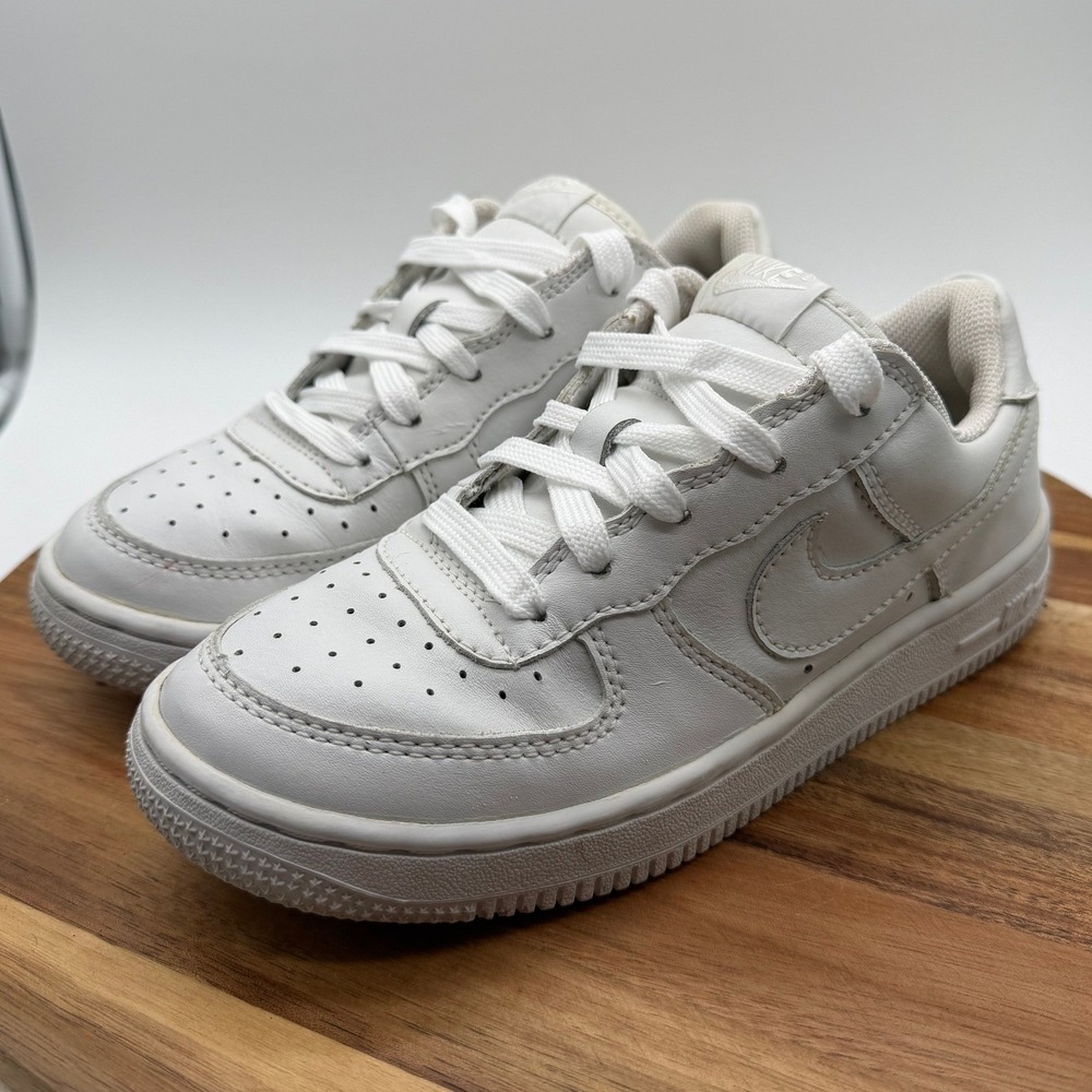 Nike Air Force 1 Low Men's 3Y Women's 4.5 Triple White Leather Sneakers 0624